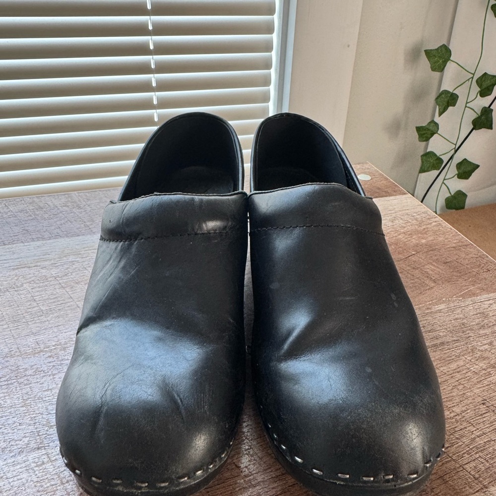L.L. Bean Black Leather Mules